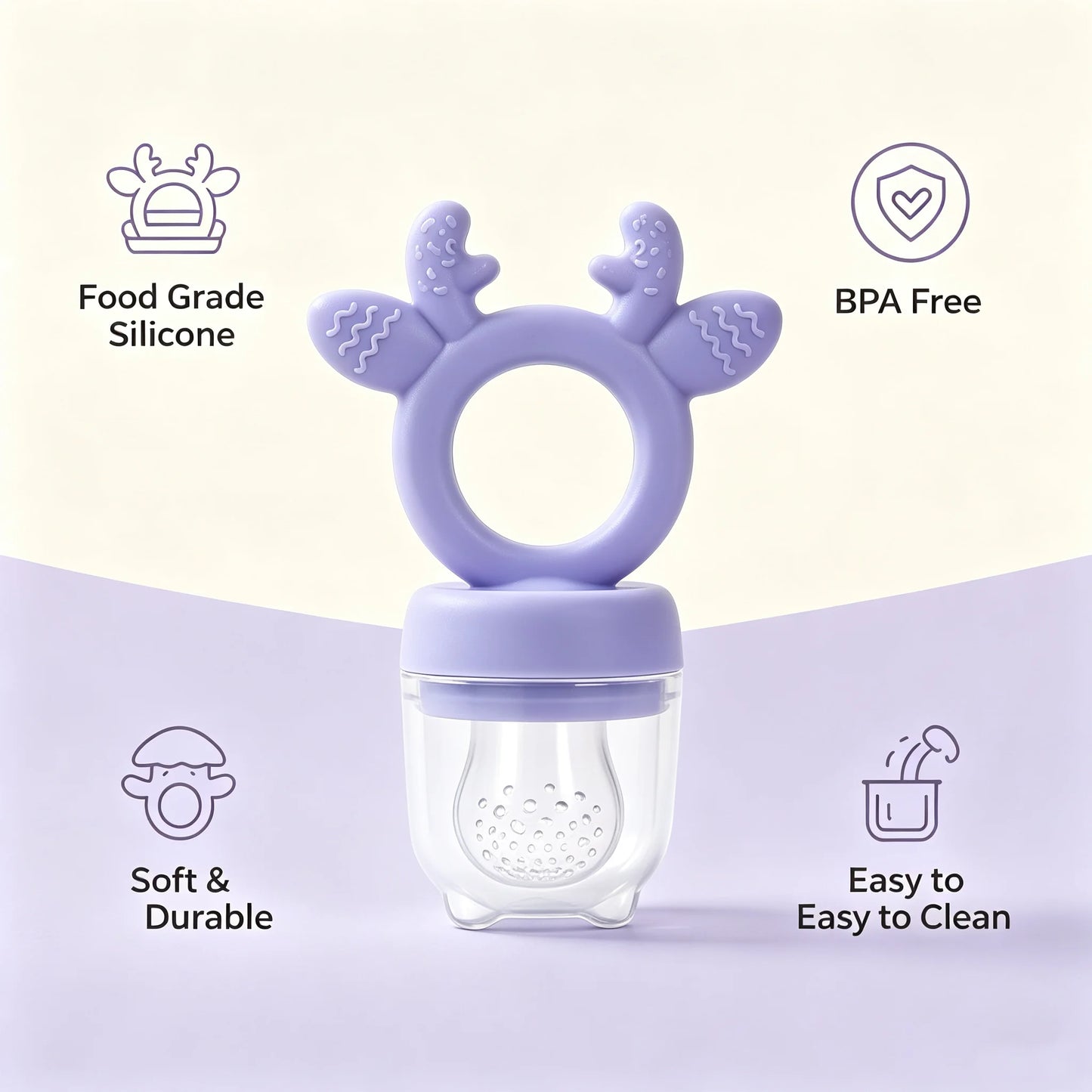 3 Pack Baby Fruit Food Feeder Pacifier BPA Free Silicone Deer Teething Toy Fresh Fruit Vegetable Nibbler Soother Toddler Chew Feeder