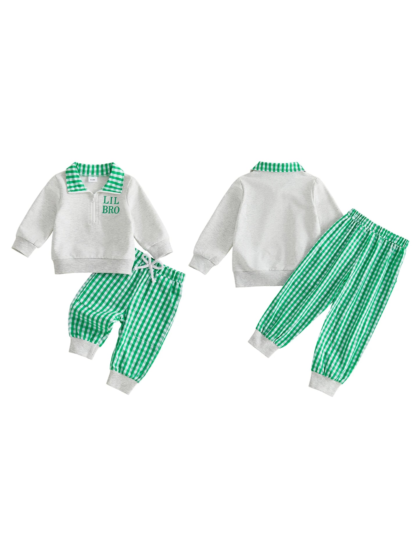 Girls Plaid Long Sleeve Pullover Top And Pants Matching Set