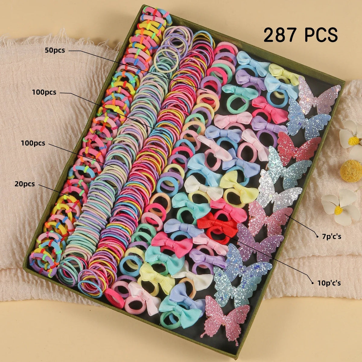 18/546Pcs /1152PCS Bow High Elastic Hair Accessories Set Korean Style Princess Hair Clips, No Hurt Hair Colorful Girls Hair Bands Hair Clips Girls Children No Box