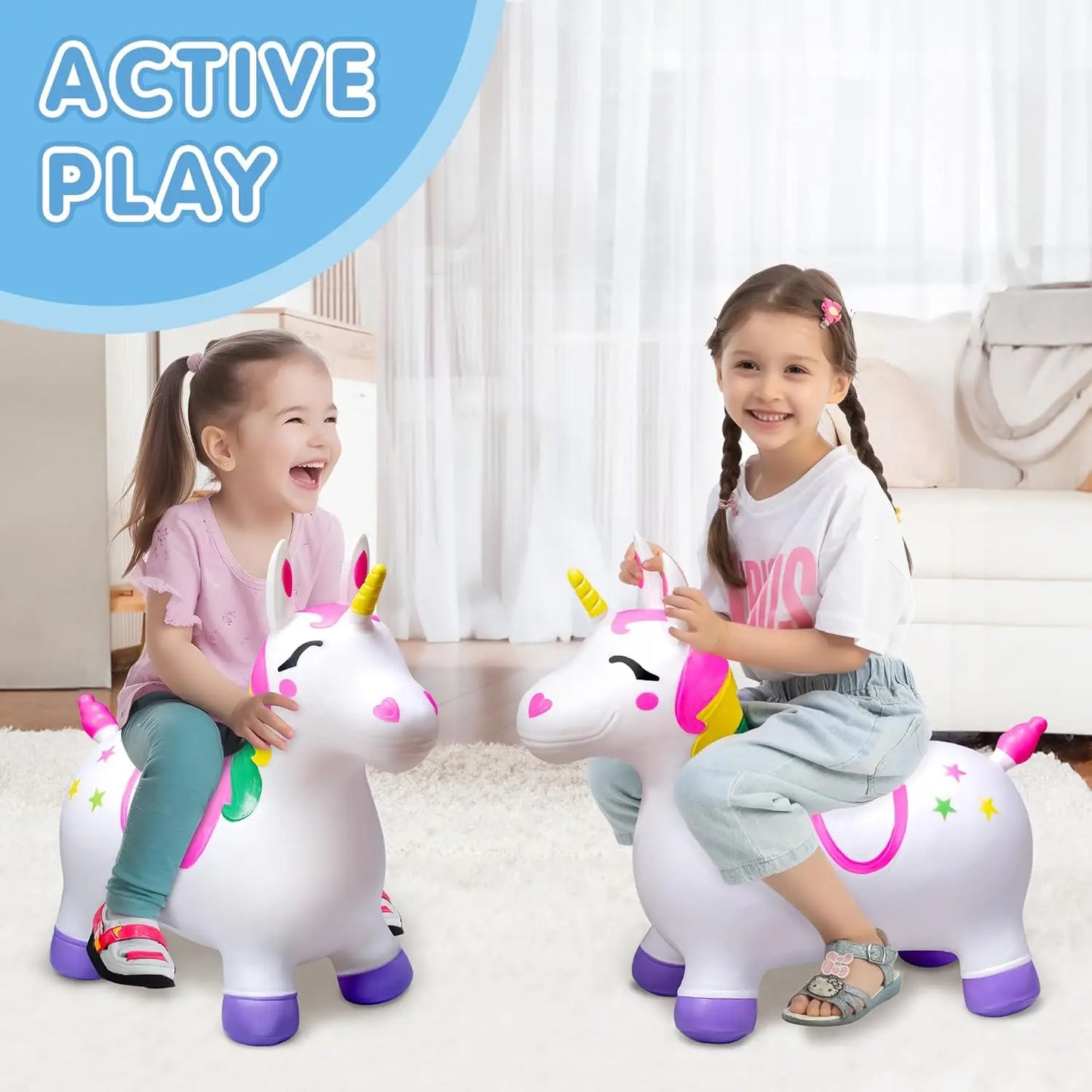 Joyfy Kids Bouncy Unicorn Hopper Toy For Birthday Gifts