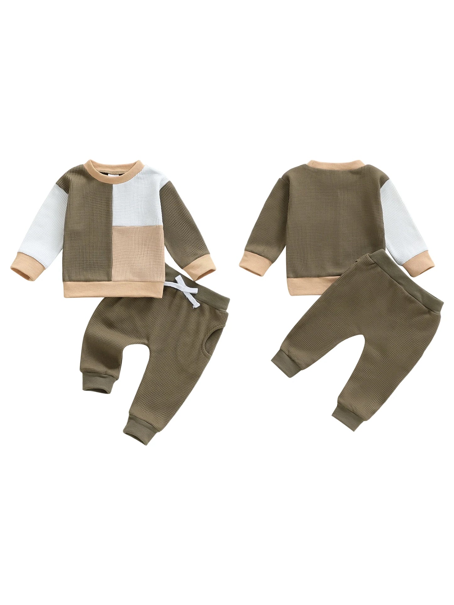 Baby Boy Autumn Striped Hooded Sweatshirt Two Piece Set