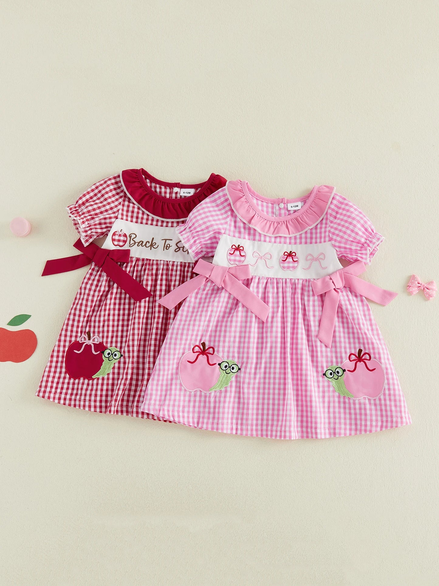 Short Clothes Embroidery Cute Bow Girls Back Girls Back To Cute Bow Short School Toddler-Summer Kids Girls Back