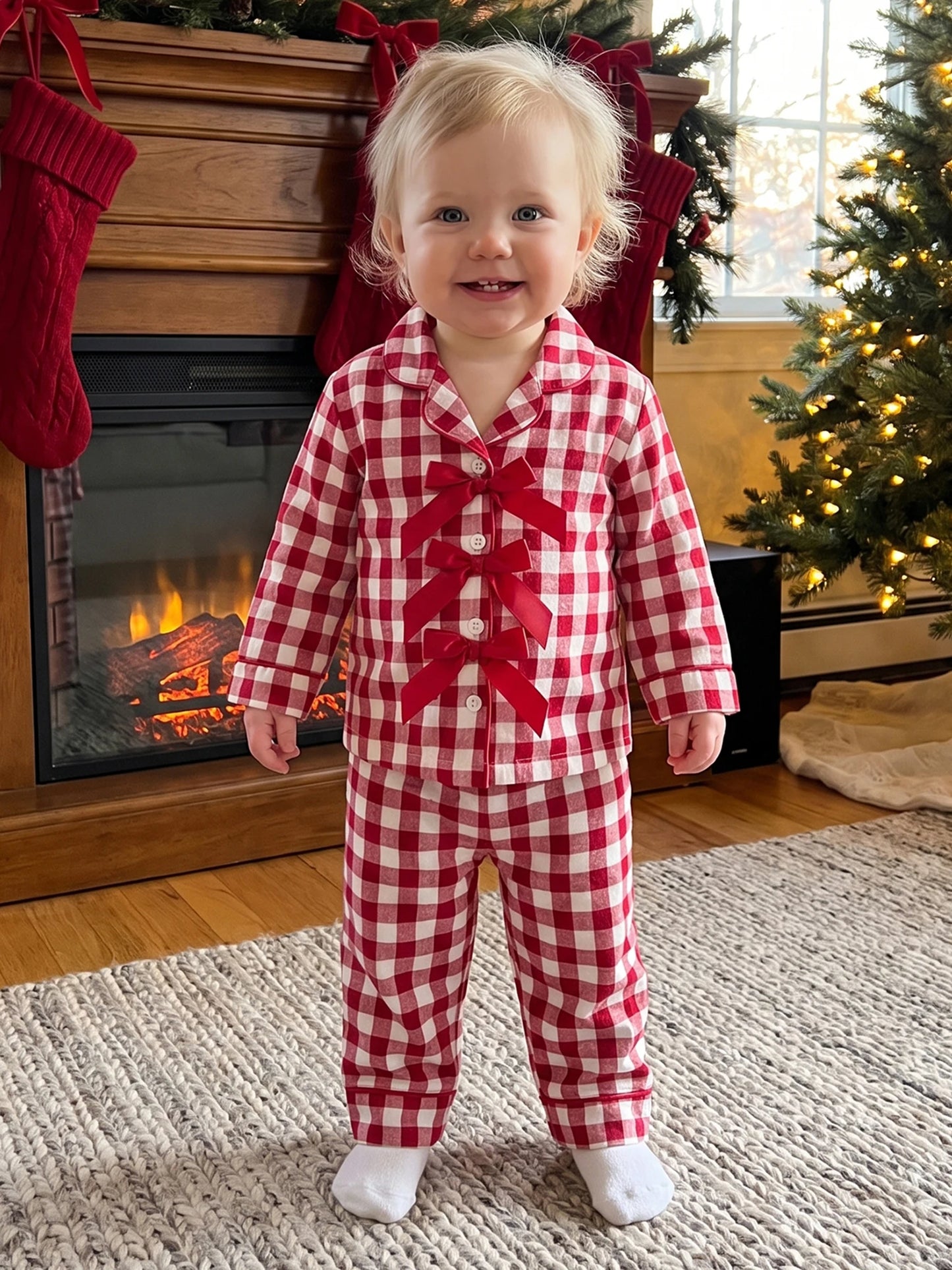 Little Girls For For Little Girls Long Christmas Pajamas Sleeve Tops Girls Long Sleeve Durable 2 Pcs Christmas