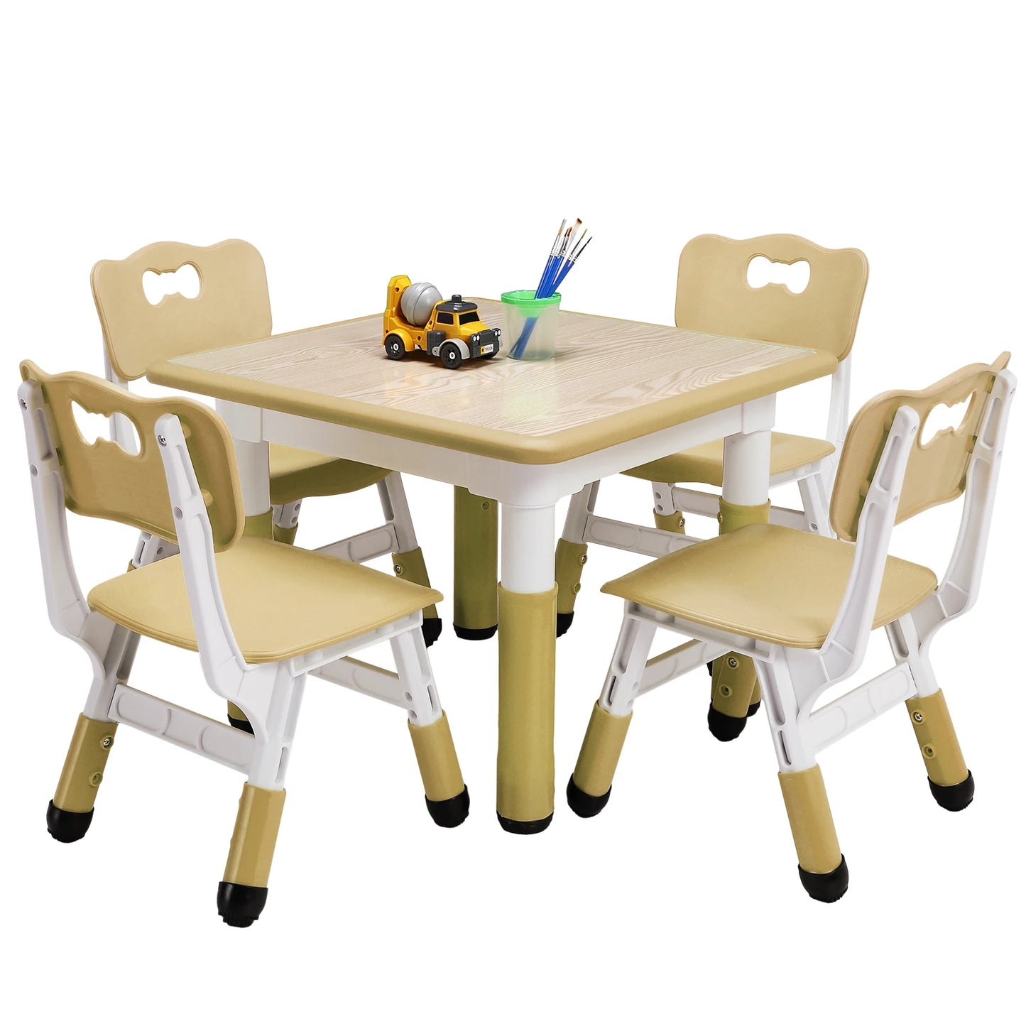 HiMISS Kids Table And Chairs Set Height Adjustable Graffiti Top