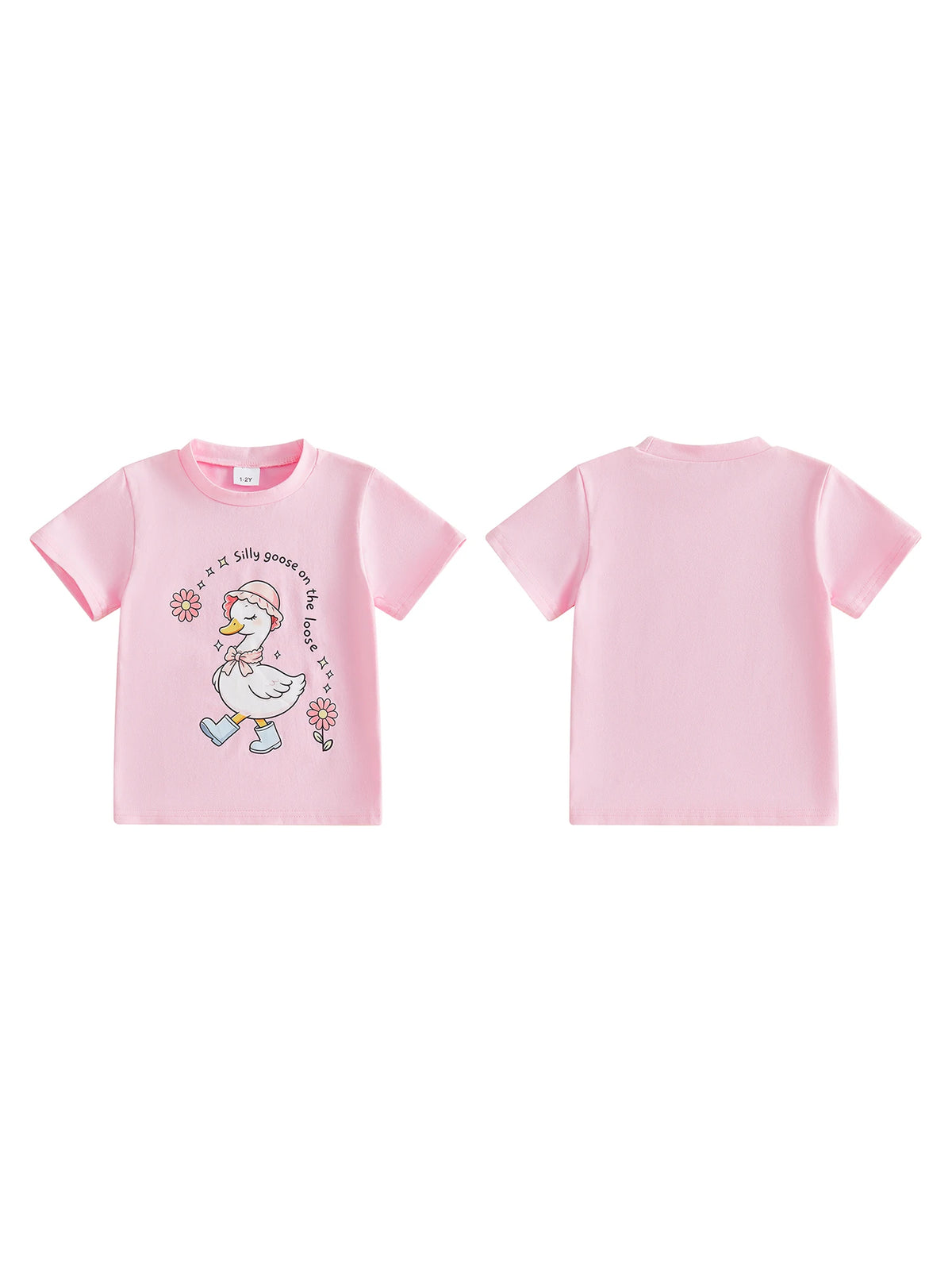 Goose Raccoon Print Sleeve Tops T Shirts Goose Neck Short Girls Summer T Shirts Goose Raccoon Print Crew Crew Neck Short Goose