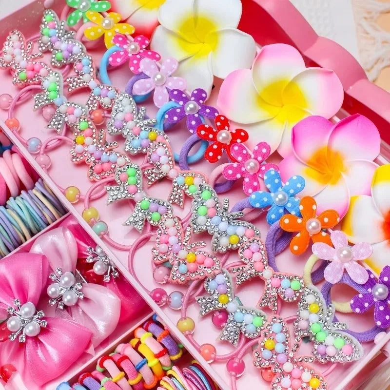 18/546Pcs /1152PCS Bow High Elastic Hair Accessories Set Korean Style Princess Hair Clips, No Hurt Hair Colorful Girls Hair Bands Hair Clips Girls Children No Box