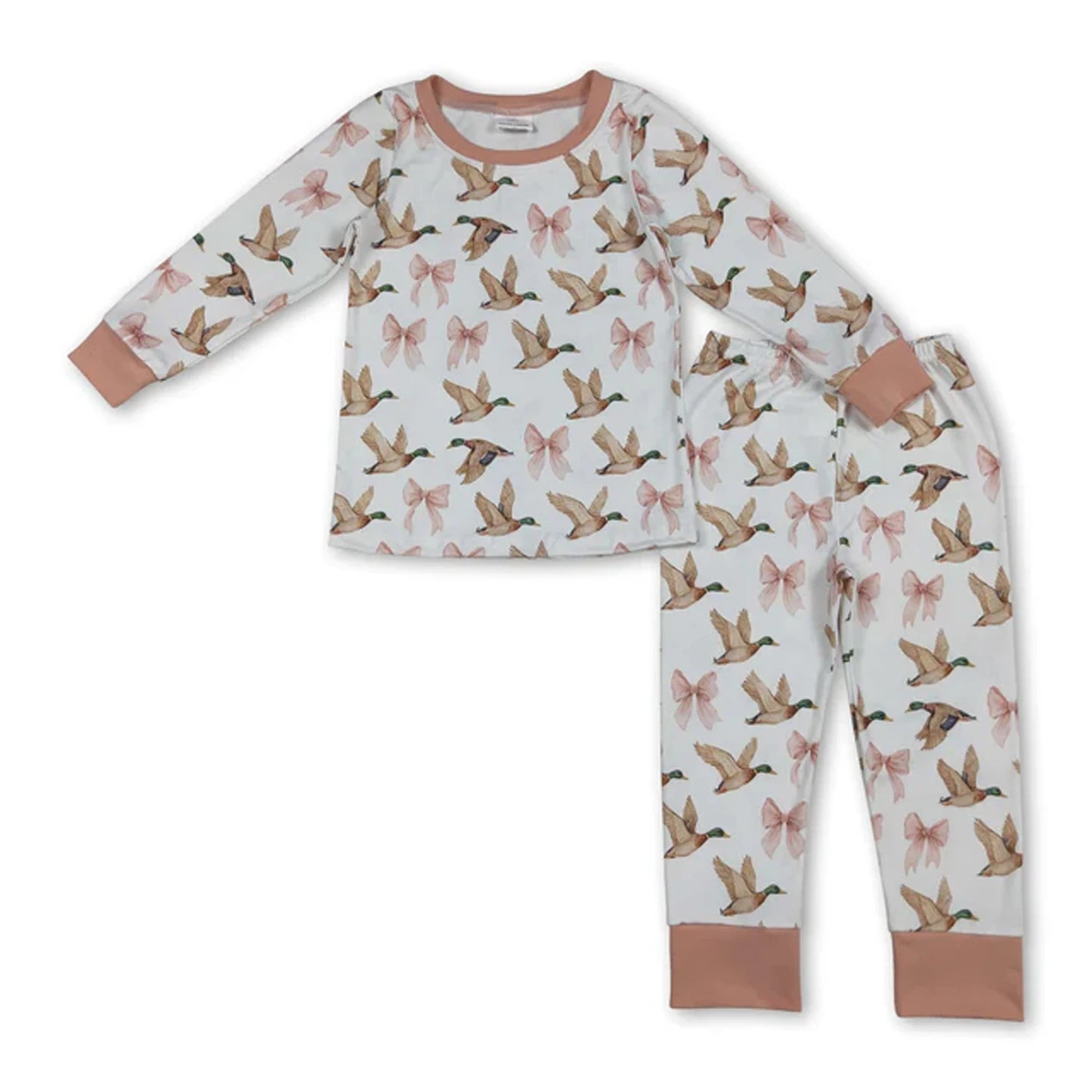 Unisex Baby Pajama Set With Long Sleeves Duck Plaid Top And Pants