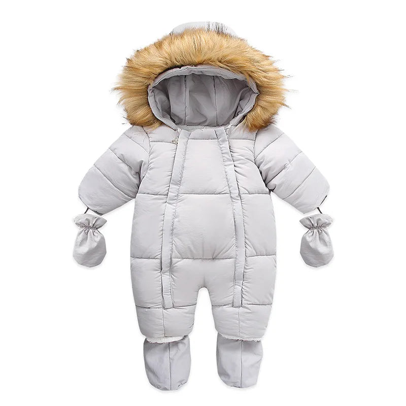 AYNIGIELL Winter Baby Jumpsuit Hooded Wool Down Romper