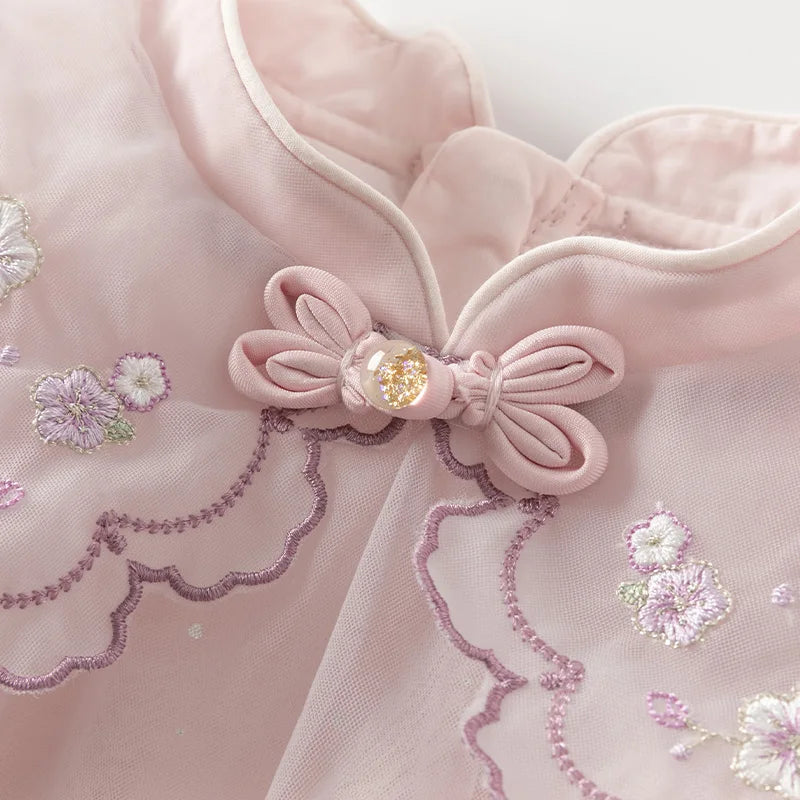 Dave Bella Spring Girl's Dress Cute Mesh Embroidery New Charm Gentle Cute Children's Princess Dress Party Outdoor DB1250678