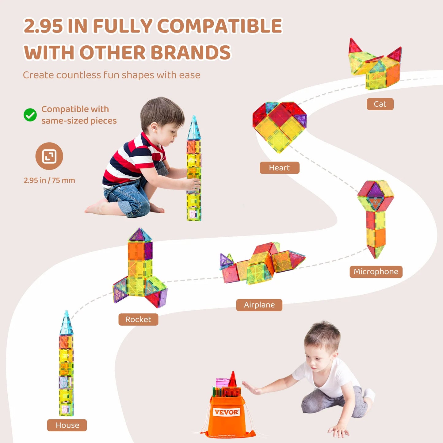 SucceBuy 32 Piece Magnetic Tiles Building Blocks STEM Toy Set