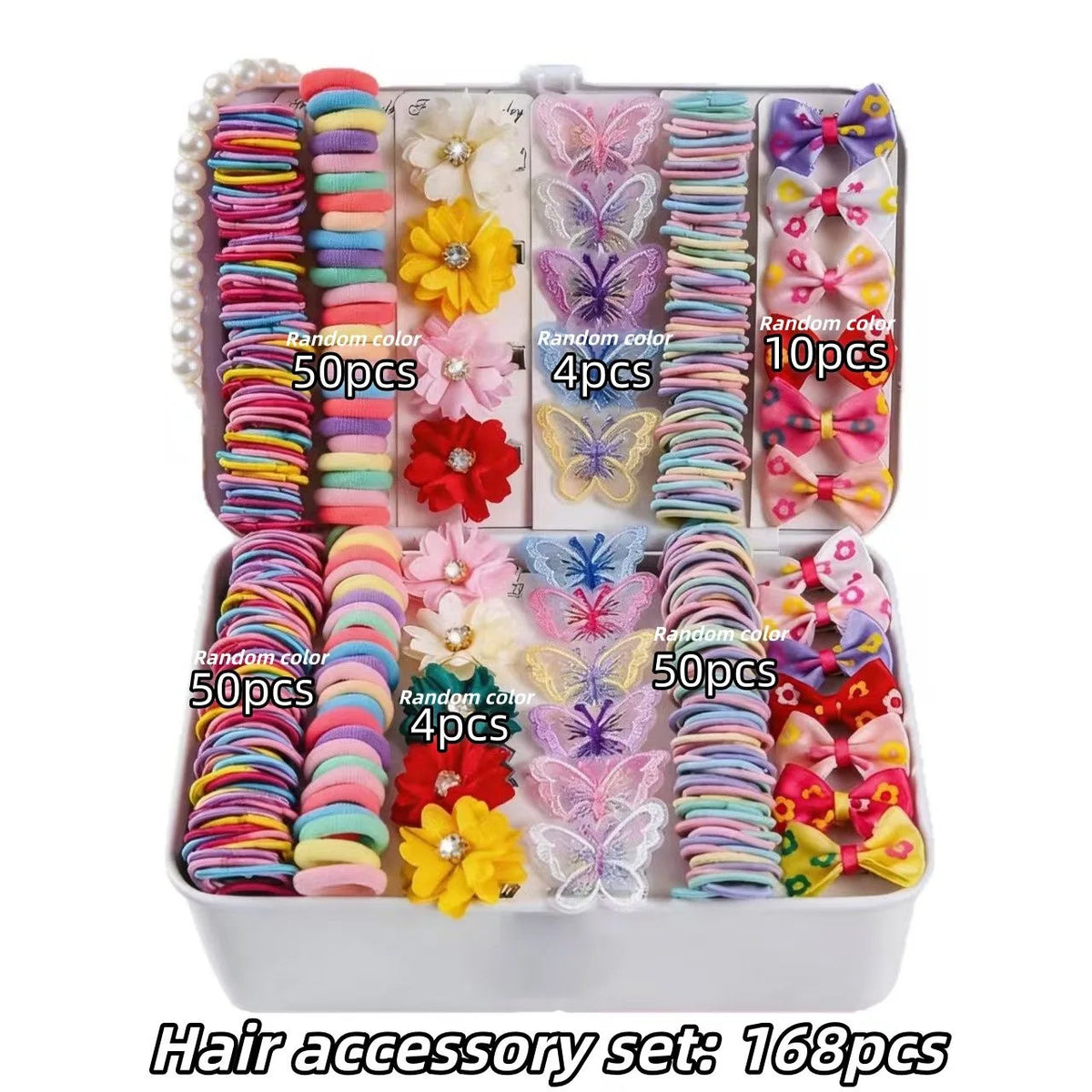 18/546Pcs /1152PCS Bow High Elastic Hair Accessories Set Korean Style Princess Hair Clips, No Hurt Hair Colorful Girls Hair Bands Hair Clips Girls Children No Box