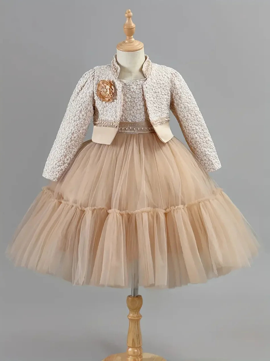 Girls Dress Set Lotus Lace Princess Outfits For Spring Autumn