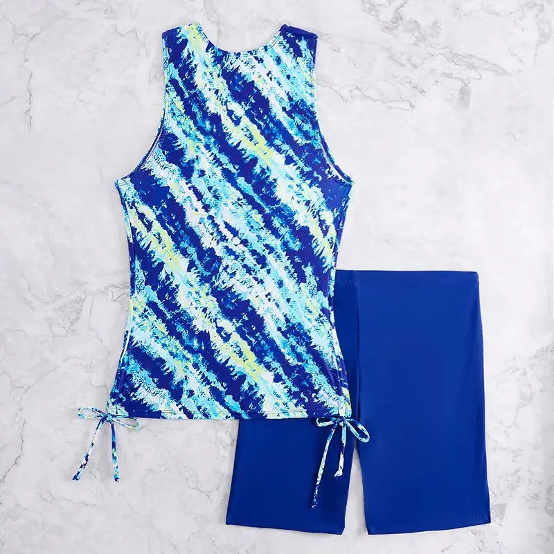 Two Piece Tankini Set For Women Swimsuit With Drawstring Shorts