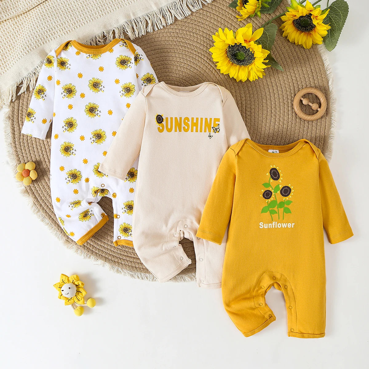 Infant Long Sleeve Pure Cotton Space Print Romper Onesie Jumpsuit