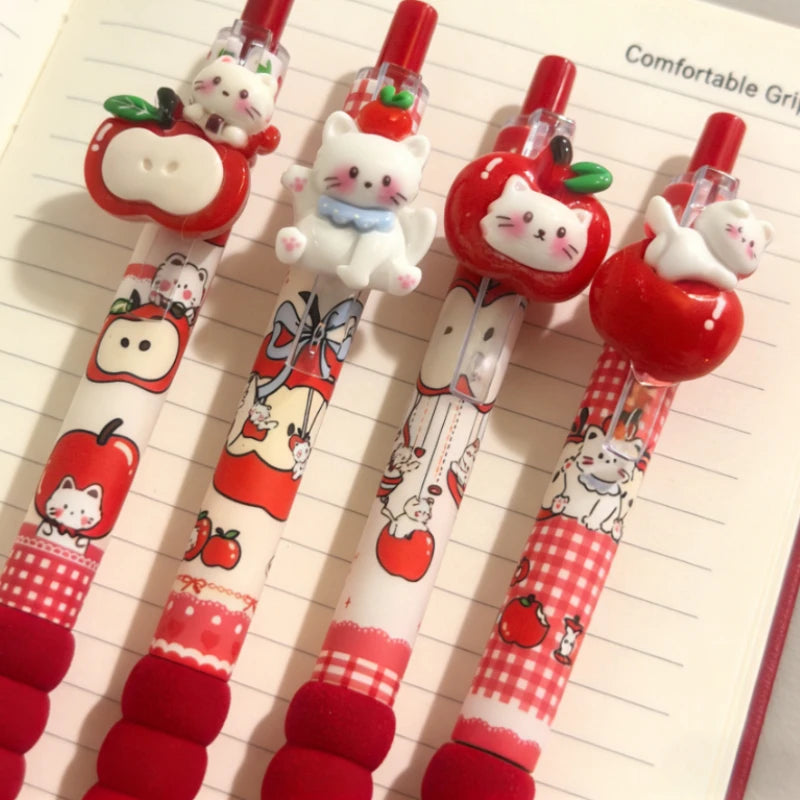 Kawaii Apple Cat Gel Pen For Office And School Cute