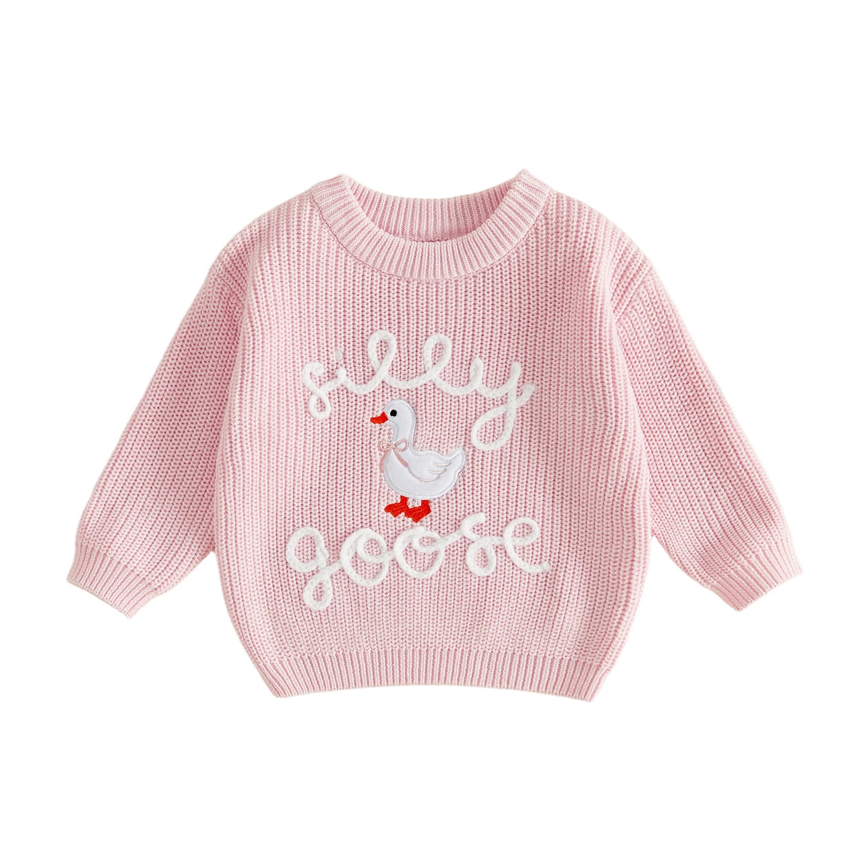 Sweater Embroidery Knit Pullover Knit Pullover Fall Knit Pullover Tops Embroidery Long-Sleeve Baby Baby Girl Fall