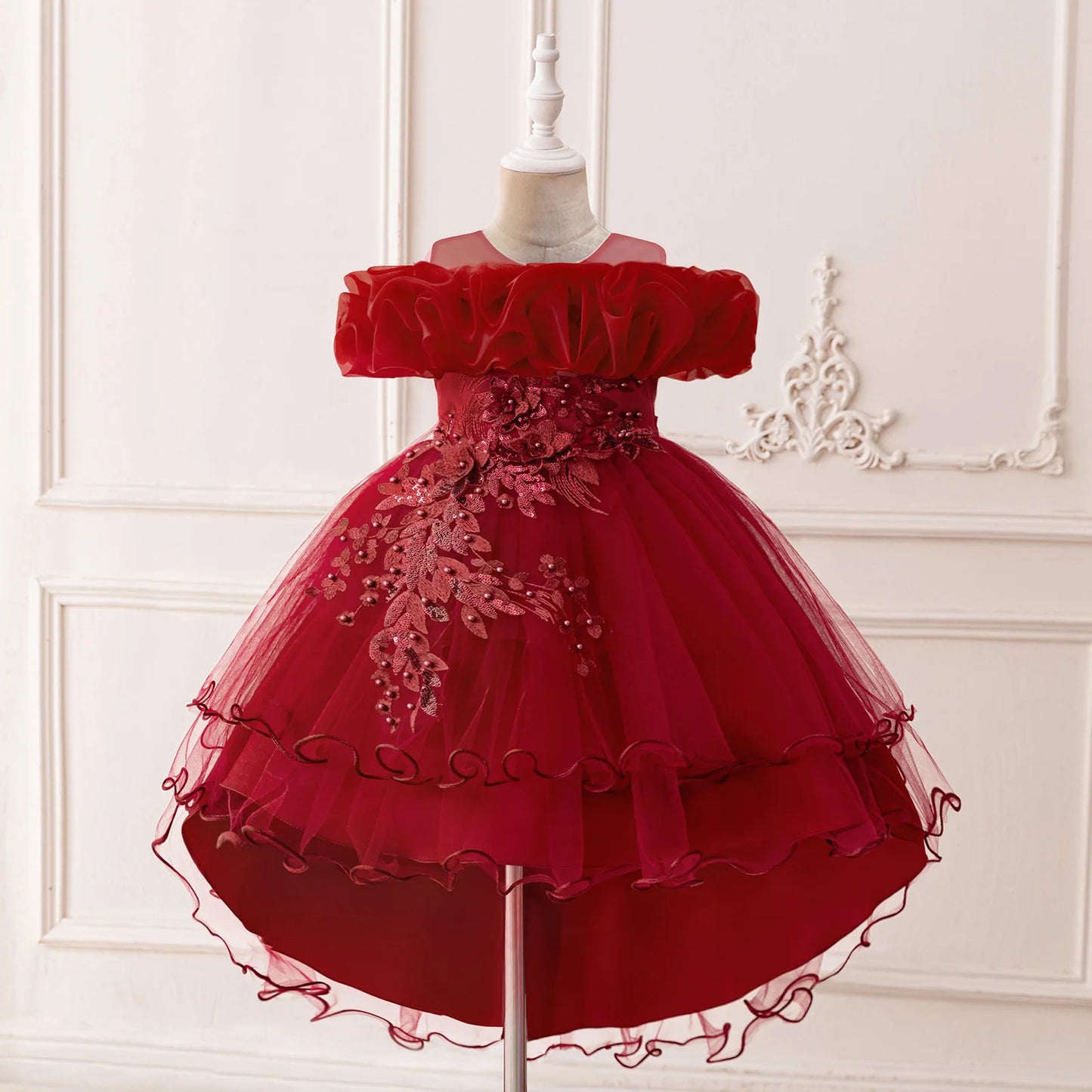 Floral Print Sleeveless Ruffle Tulle Dress for Toddler Girls