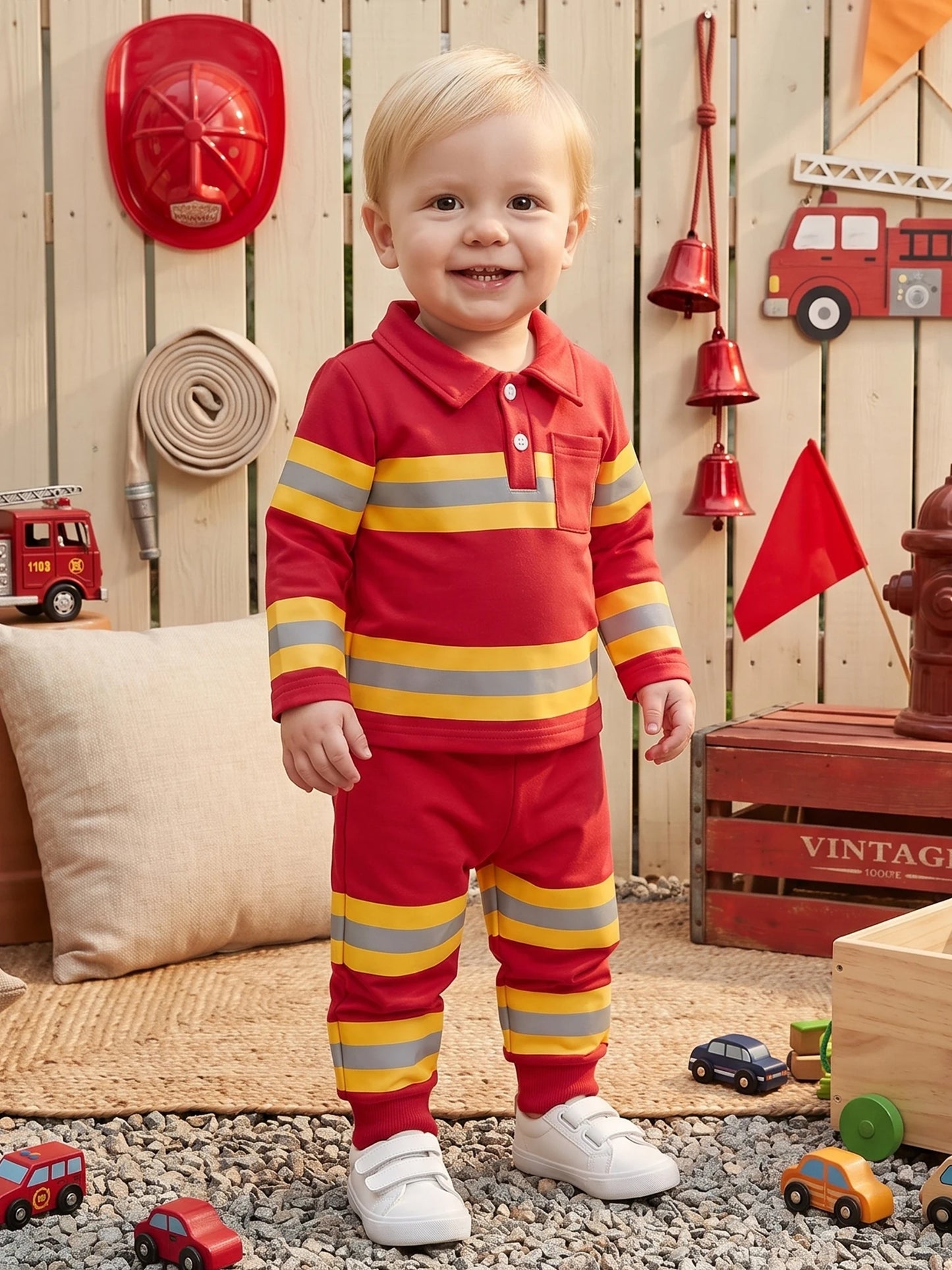 Sleeve Tops Tops Boy Long Firefighter Outfits Contrast Toddler-Boy Long Sleeve Lightweight Toddler Boy Firefighter