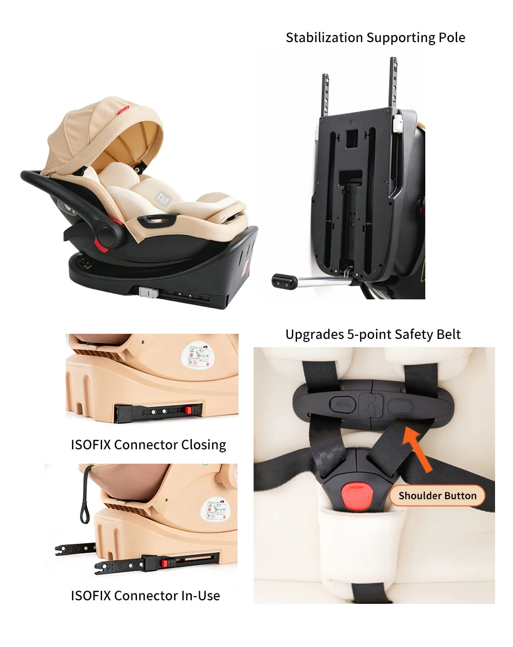 Baby Stroller Combo Car Seat Travel System for Newborn,Reversible Stroller with Isofix Base,3-IN-1 Baby Carriage Upto 55lbs Suit Infant to Toddler