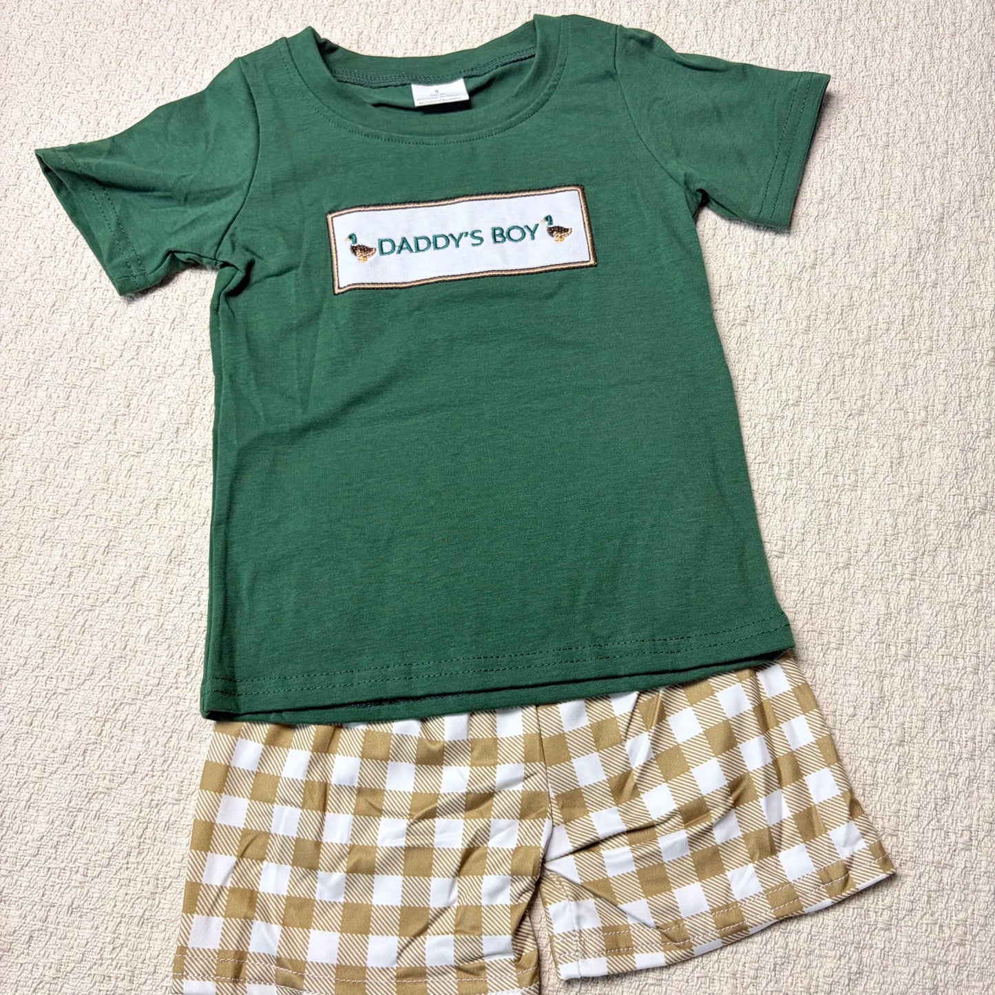 Sibling Baby Boys Daddy's Boy Top And Checkered Shorts Set
