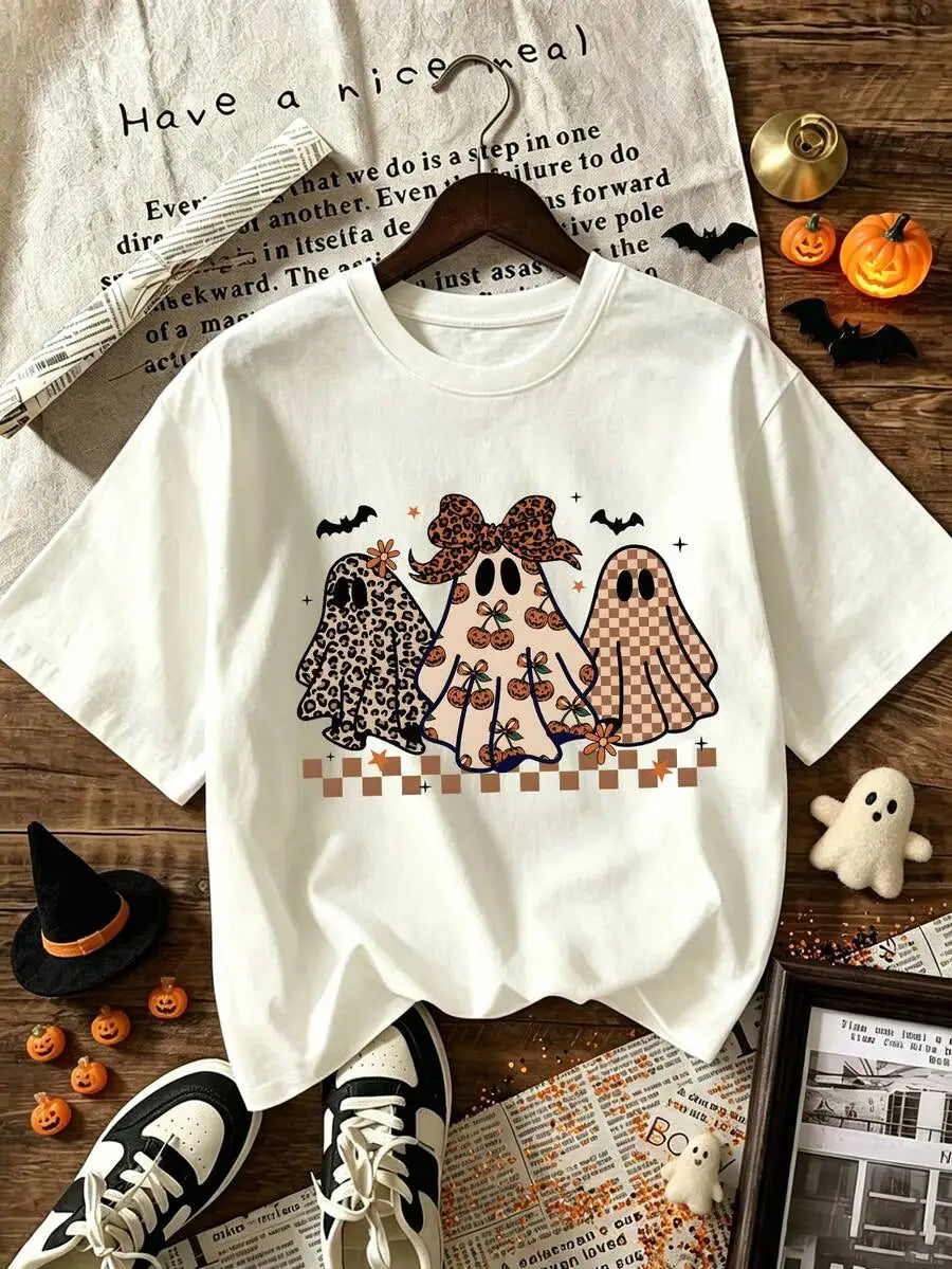 [Halloween]Tween Girl Cotten Clothes,Y2K-Inspired Letter Print T-Shir-Perfect For Spring/Summer/Fall,Fashion, Streetwear, Unisex