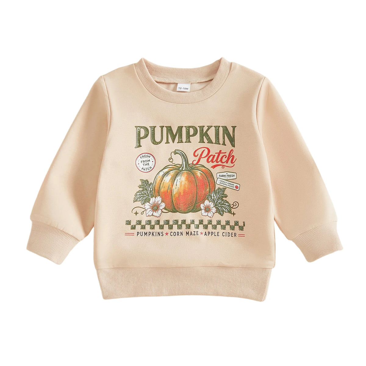 Girls Long Sleeve Crew Neck Pumpkin Print Fall Top