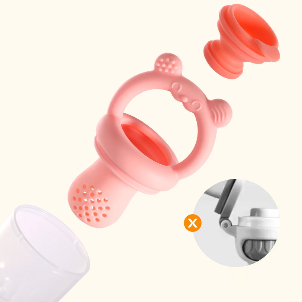 BPA Free Baby Fruit Feeder with Silicone Food Freezer Tray, Food Grade Teething Pacifier Self‑Feeding Set, 3 Colors Optional for Newborn Toddlers