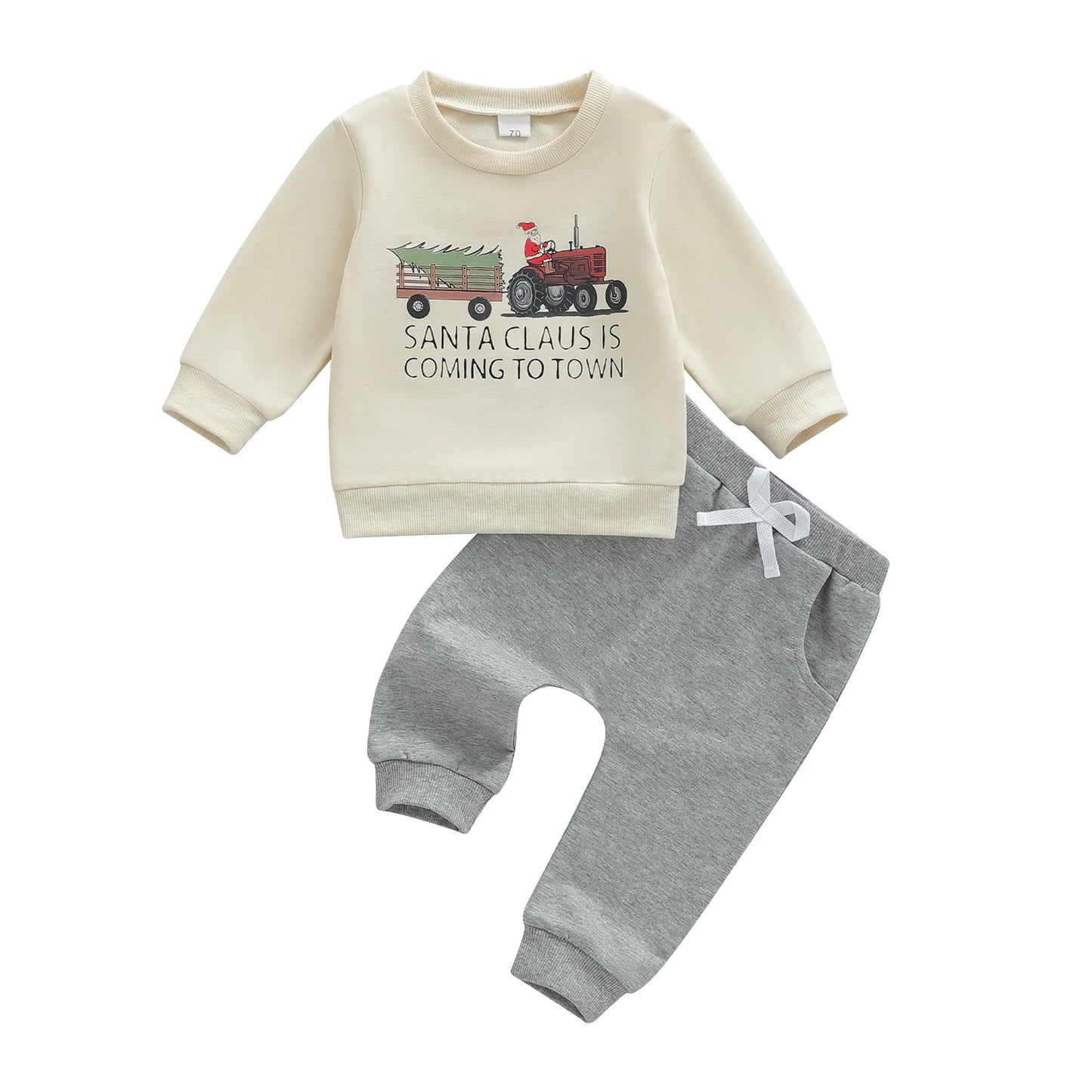 Unisex Infant Christmas 2 Piece Outfit Set Santa Reindeer Print