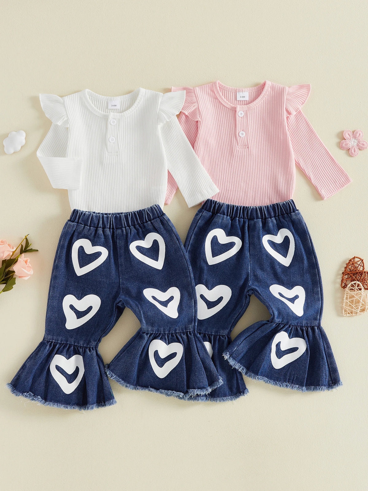 Neck Romper Elastic Elastic Waist Long Girl Fall Outfit Elastic Waist Denim Sleeve Crew Waist Denim Pants Neck Romper Durable