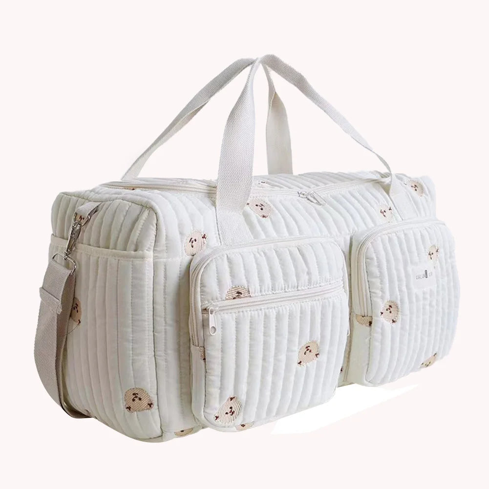 Quilted Baby Diaper Bag Large Capacity Hospital Weekender Travel Bag