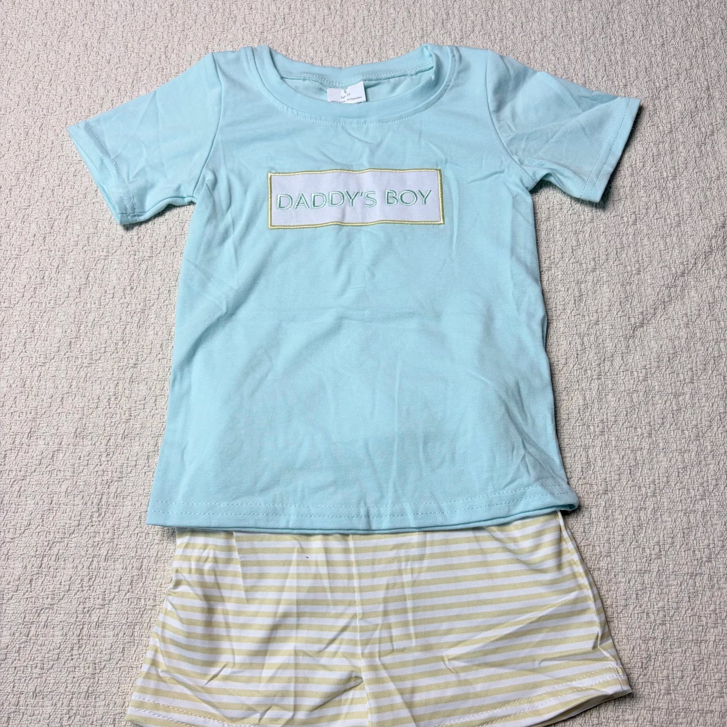 Sibling Baby Boys Daddy's Boy Top And Checkered Shorts Set
