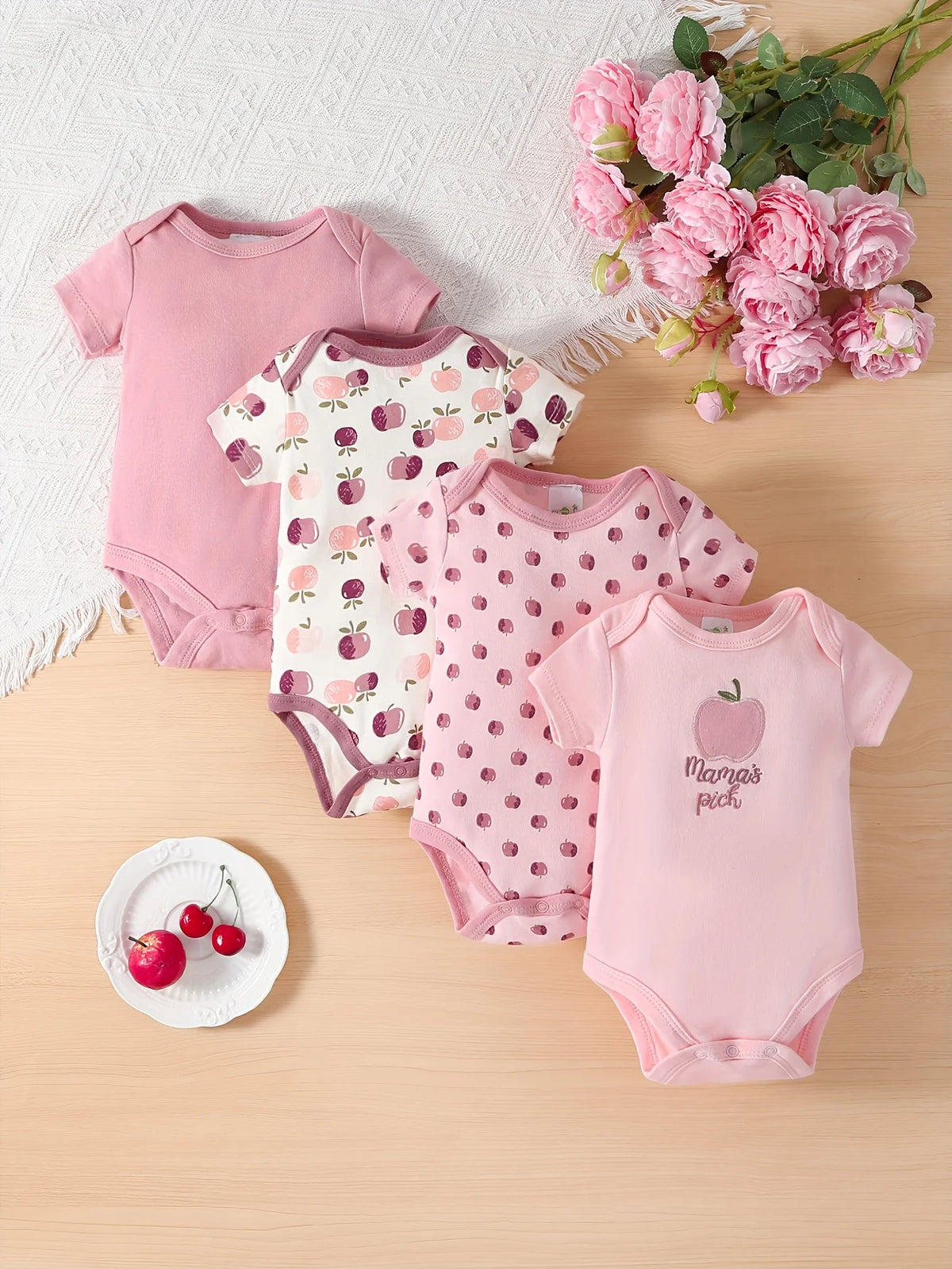 Payifang Baby Girl Cotton Knit Jumpsuit With Embroidery