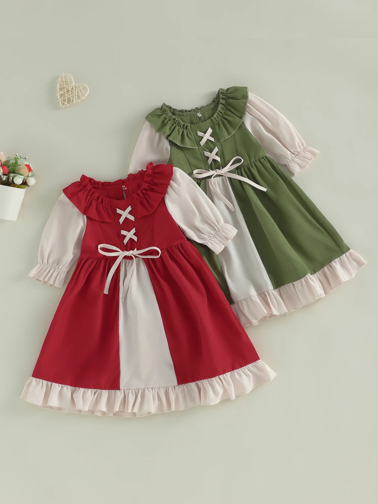 Renaissance Medieval Long Sleeve A Line Girls Dress