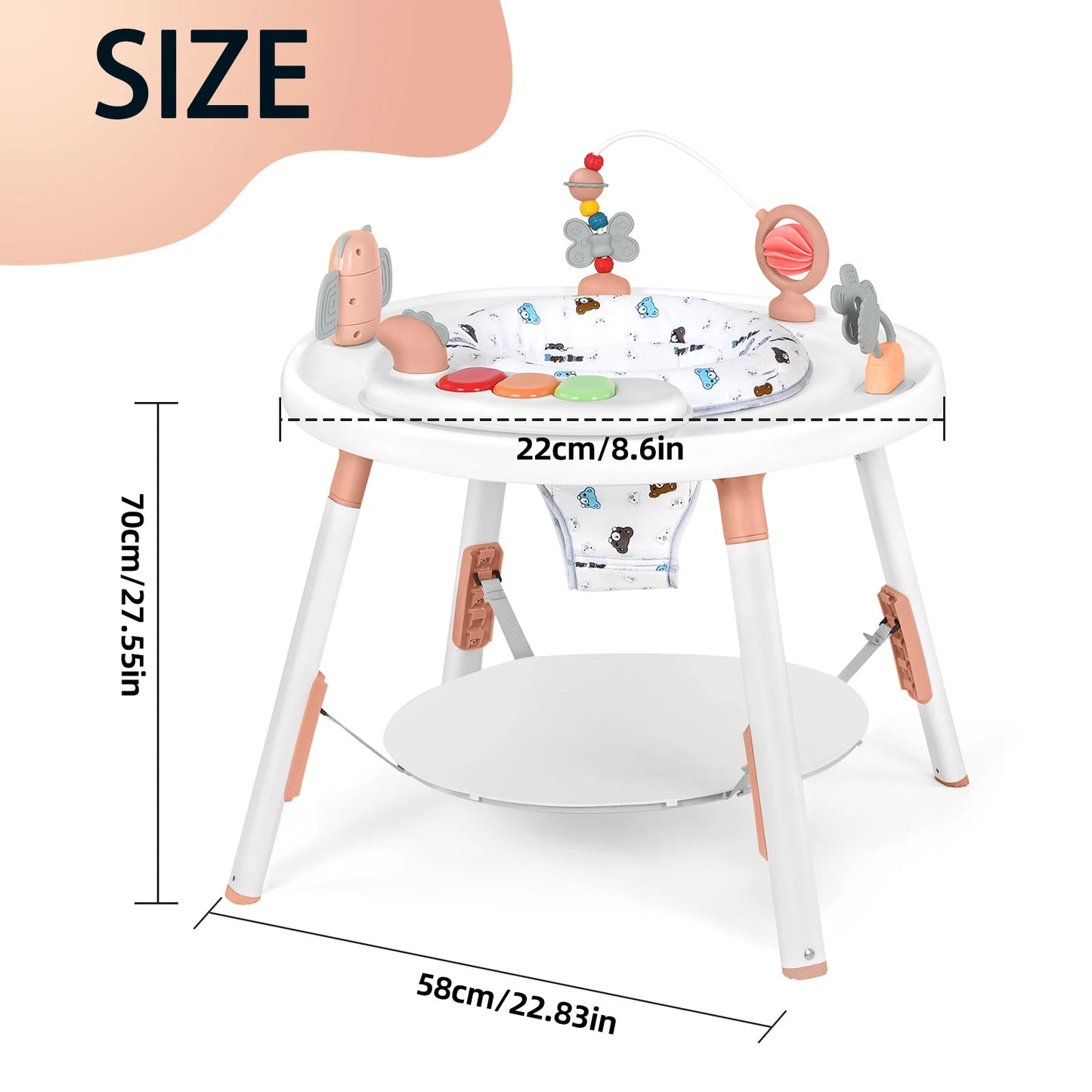 Multi-Functional Baby Play Center 3-in-1 Activity Center with Removable Toys