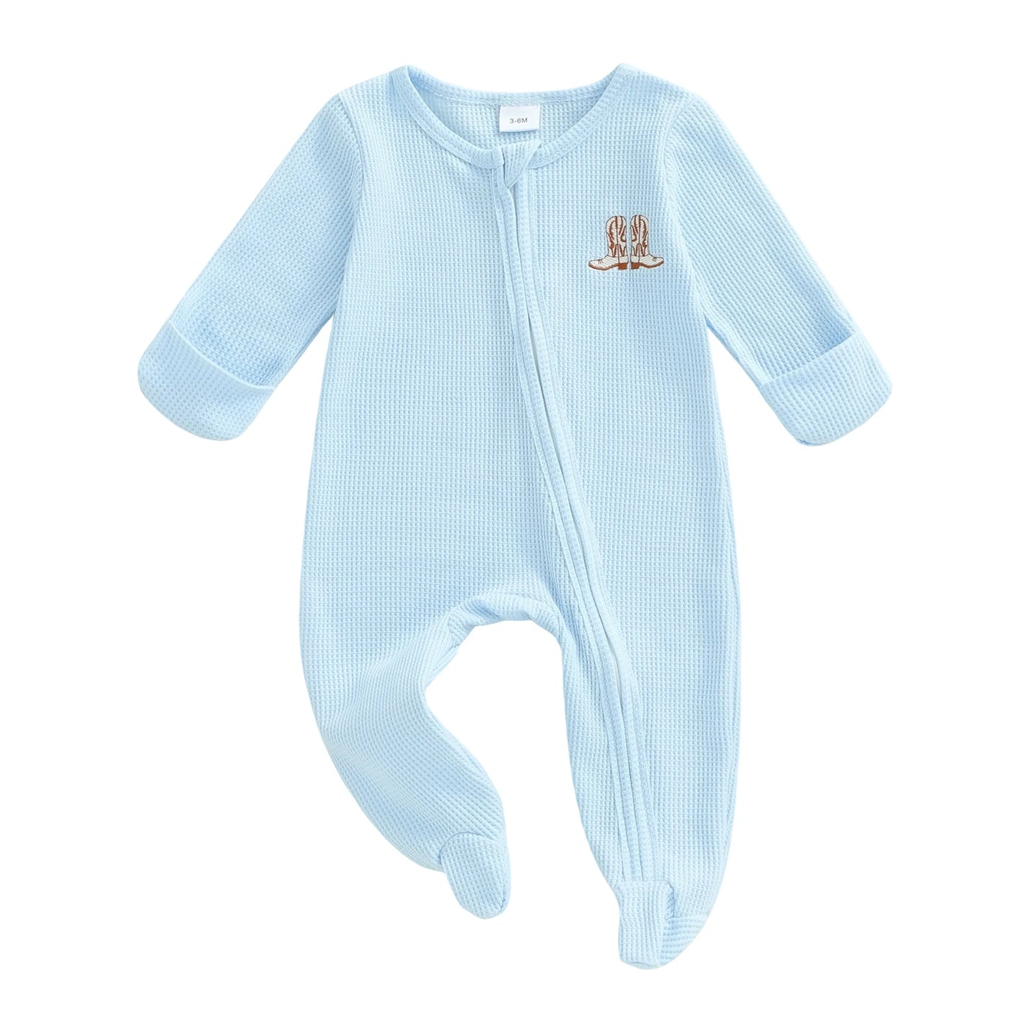 Infant Unisex Hooded Animal Ears Zipper Closure Fleece Footed Pajamas