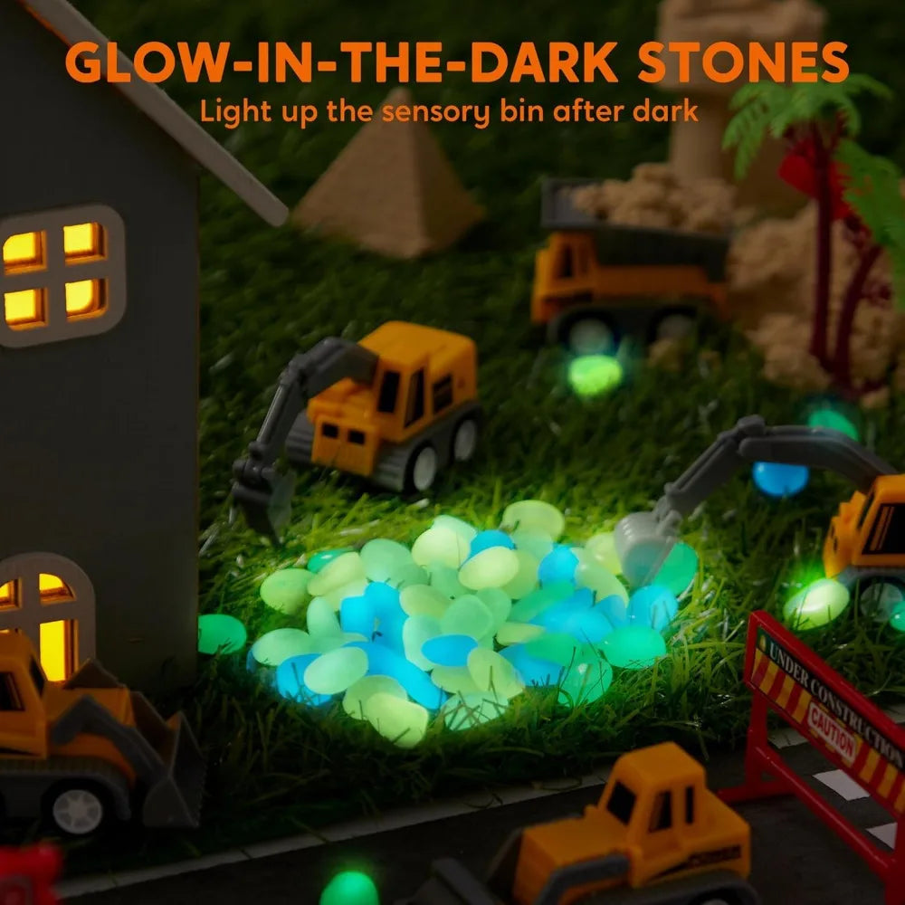 Joyfy Glow In The Dark Construction Sensory Bin Castle Kit