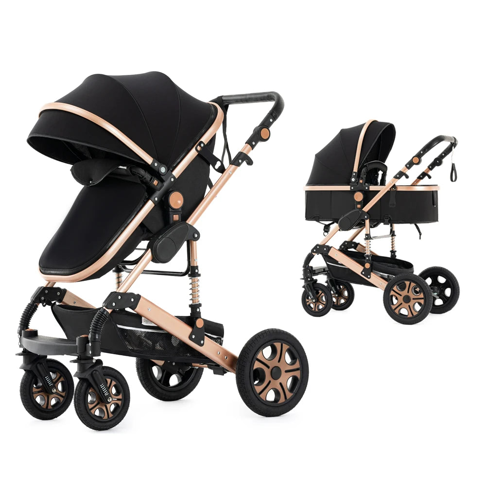 Baby Stroller Combo Car Seat Travel System for Newborn,Reversible Stroller with Isofix Base,3-IN-1 Baby Carriage Upto 55lbs Suit Infant to Toddler