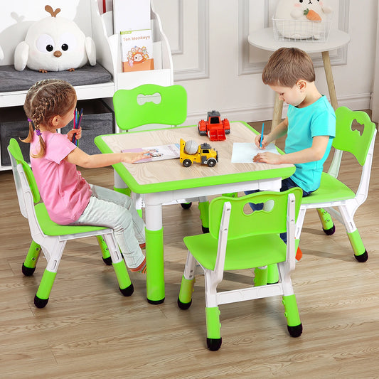 HiMISS Kids Table And Chairs Set Height Adjustable Graffiti Top