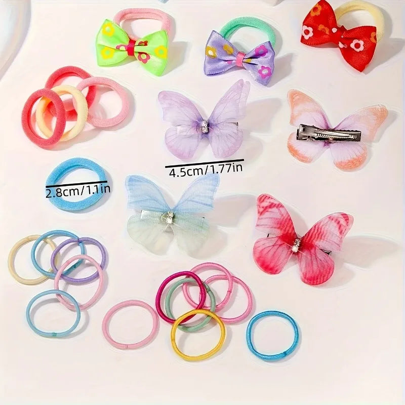 18/546Pcs /1152PCS Bow High Elastic Hair Accessories Set Korean Style Princess Hair Clips, No Hurt Hair Colorful Girls Hair Bands Hair Clips Girls Children No Box