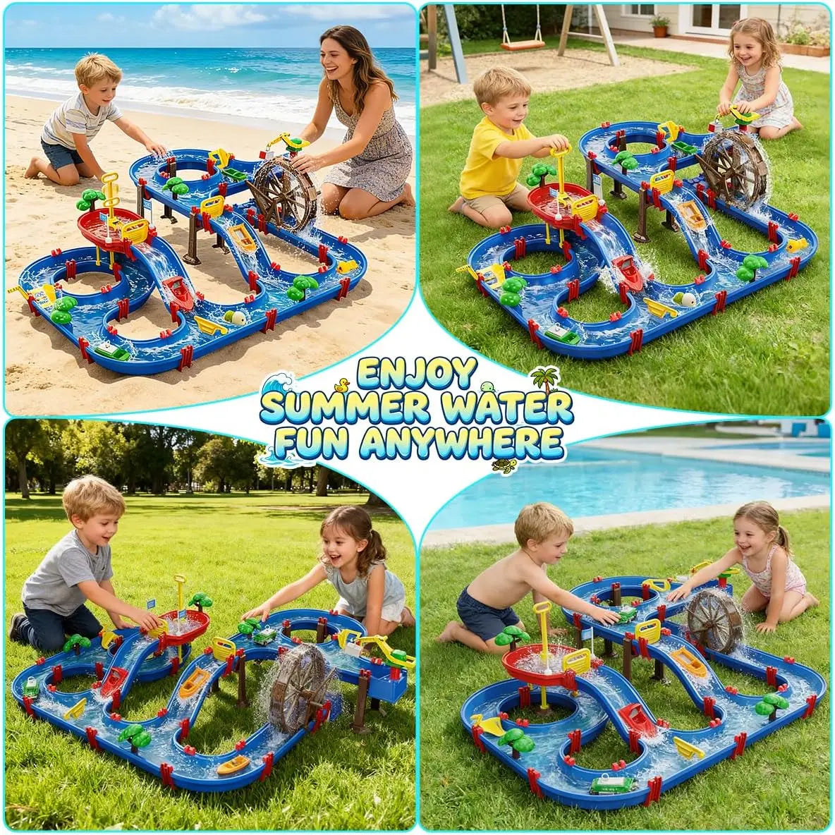 VATOS Outdoor Water Table Playset With Two Tier Waterwheel