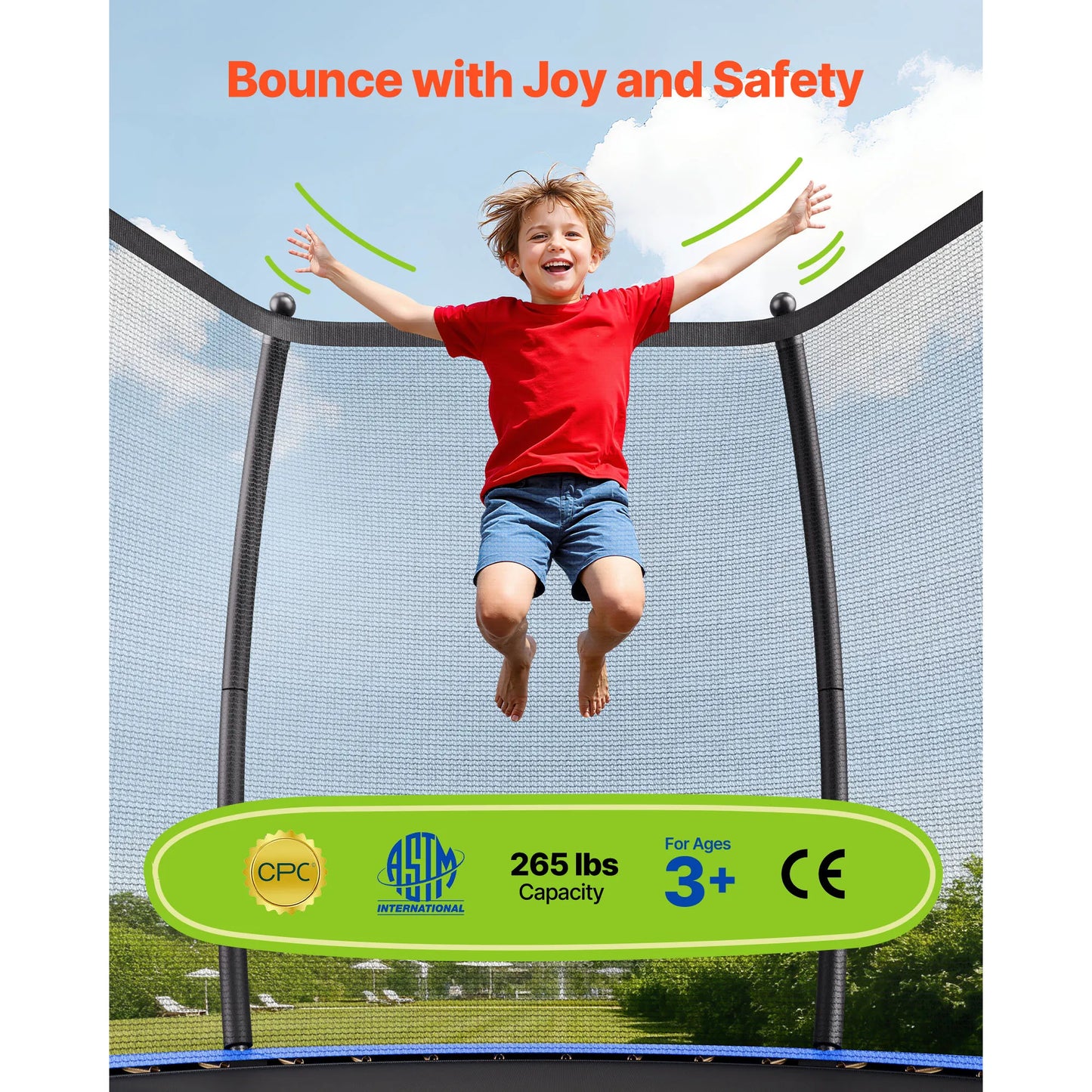 SucceBuy Outdoor Trampoline Enclosure Net Thickened Pad