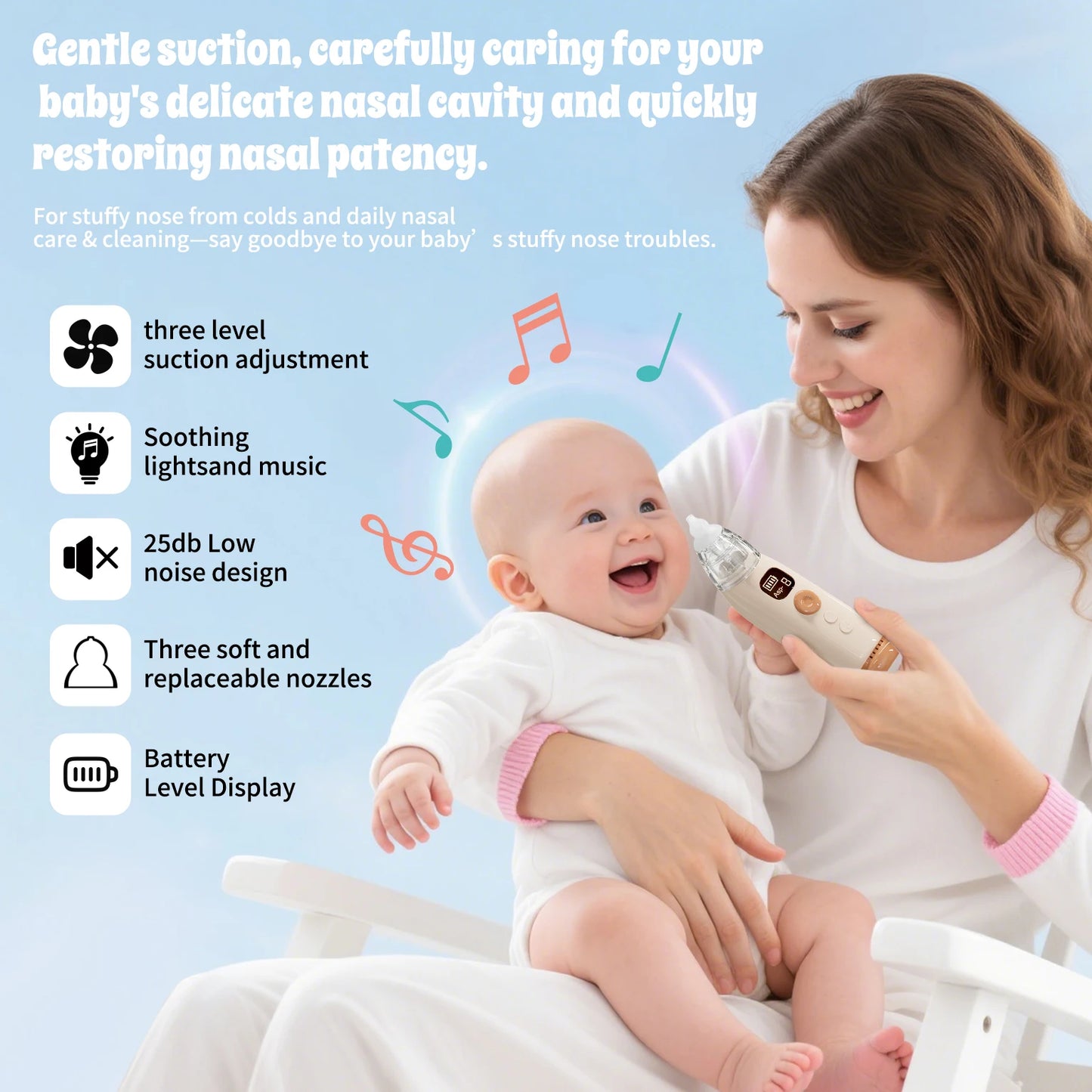 Hansqui Electric Baby Nose Vacuum Cleaner Nasal Aspirator Rechargeable