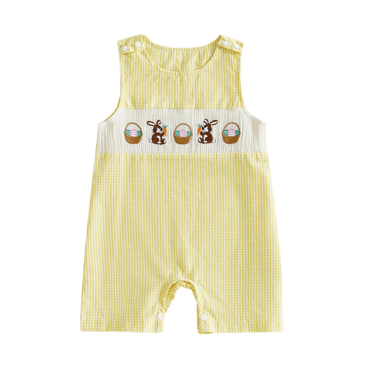 Cotton Embroidered Baby Romper With Button Up Collar