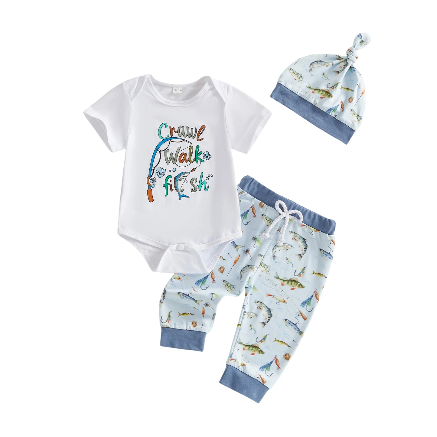 Newborn Dinosaur Print 3-Piece Romper Set Cap Shorts