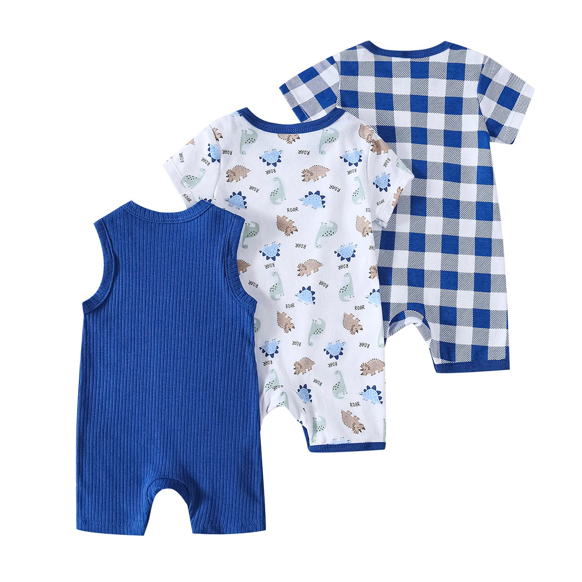 Soft Cotton Animal Print Short Sleeve Baby Boy Rompers