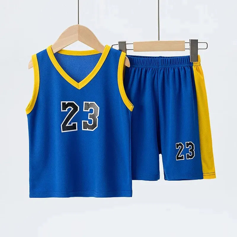 Summer Quick Dry Kids Sports Suit Set Vest And Shorts