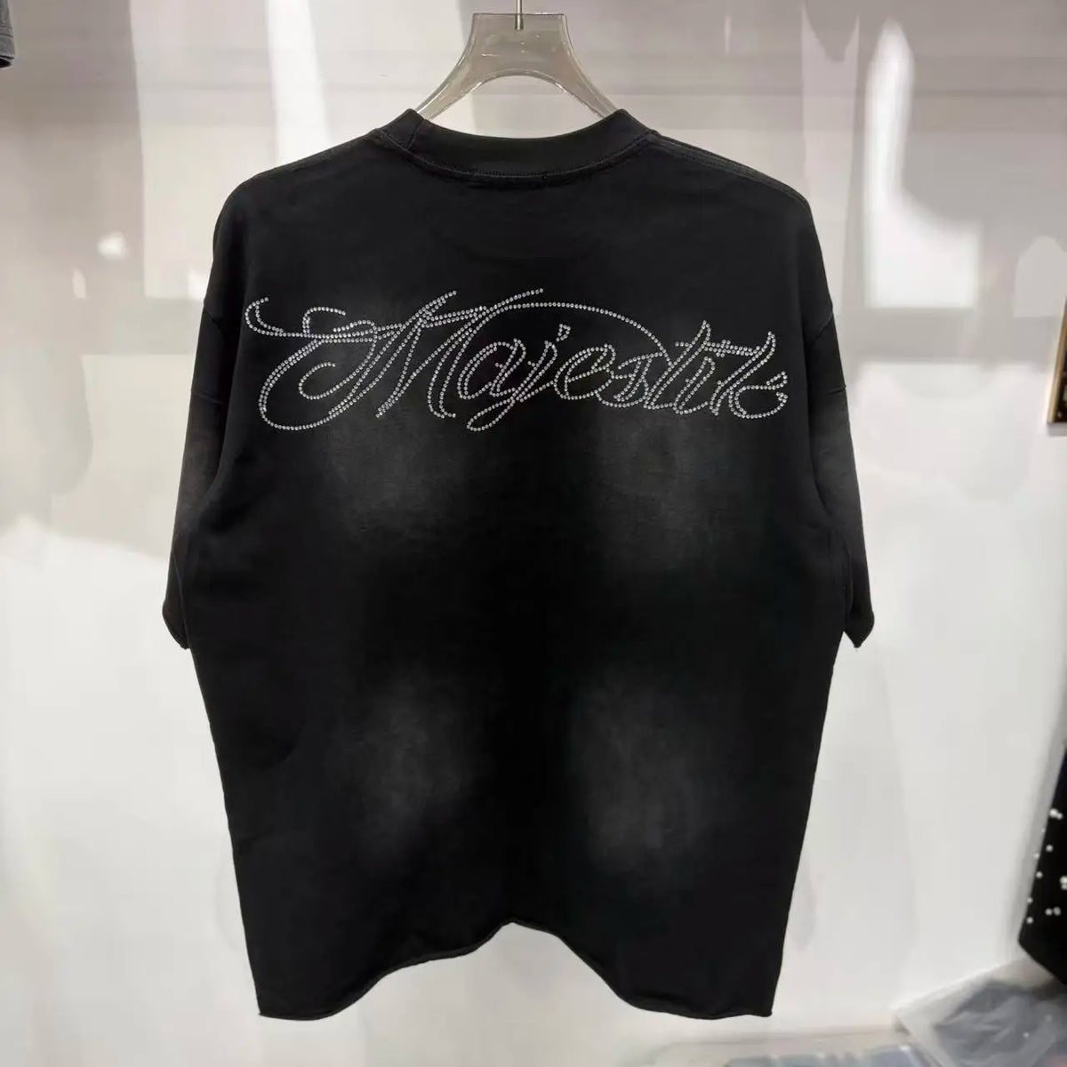 Cotton T Shirt With Letter Rhinestone Print Breathable Hip Hop