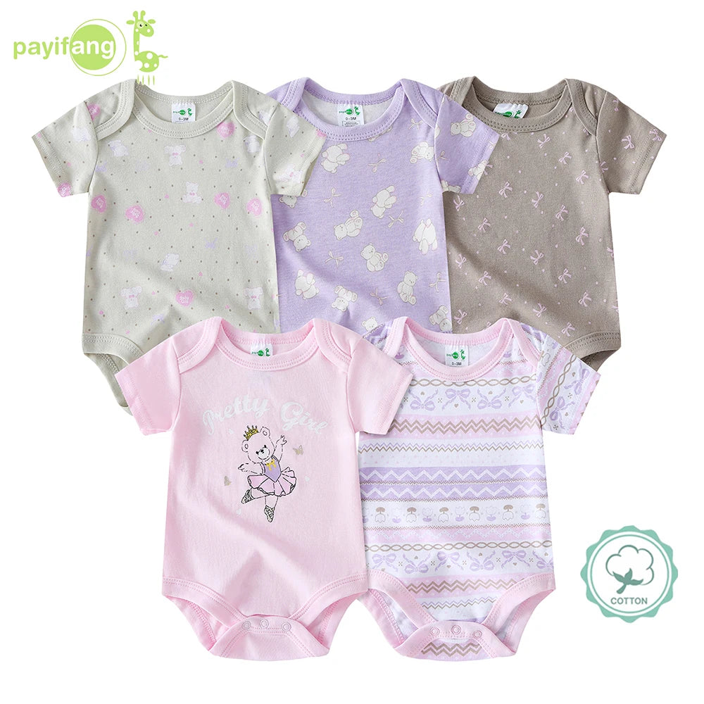 Baby Girl Animal Print Romper Set With Soft Cotton Blend