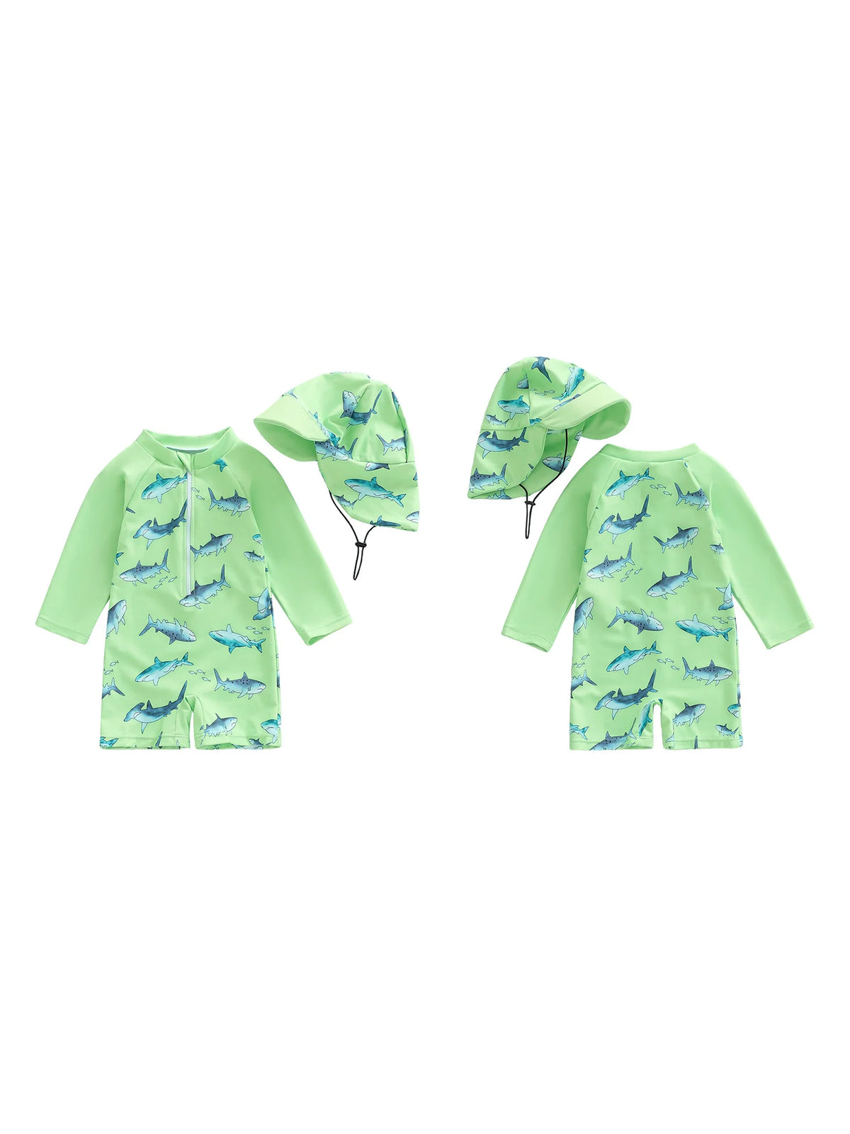 Meihuida Baby Girls Rash Guard Swimsuit With Shark Print And Cap