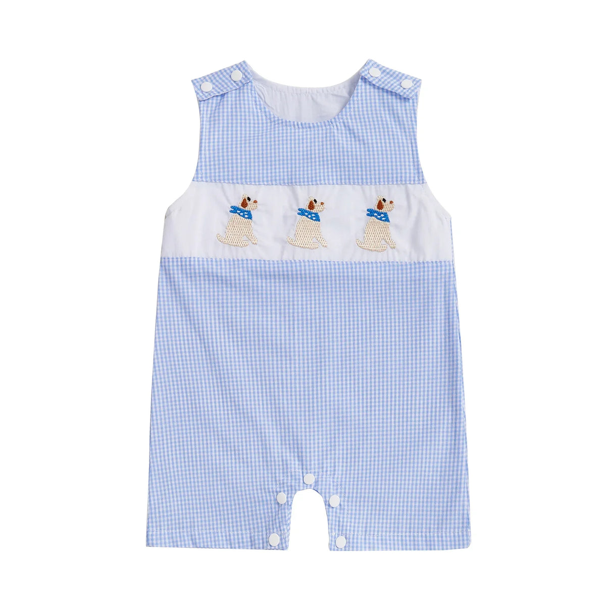 Cotton Embroidered Baby Romper With Button Up Collar